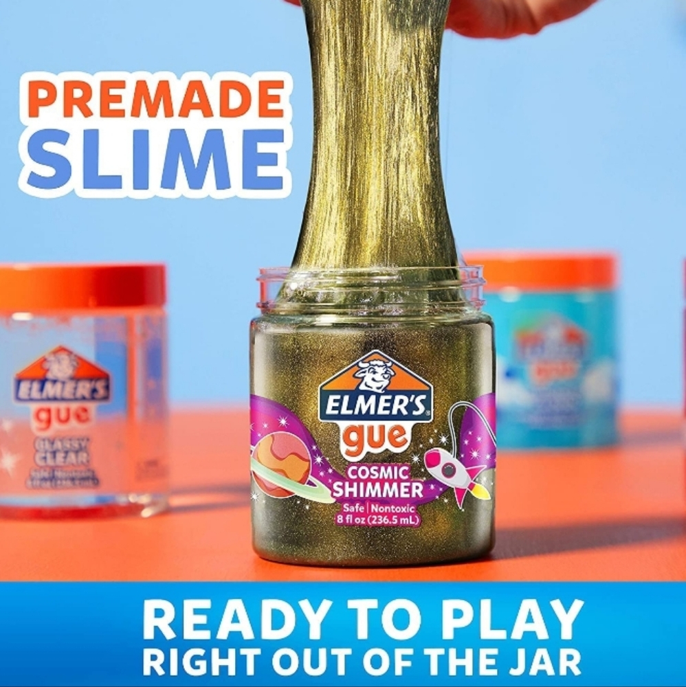 Elmer's GUE Premade Slime, Cosmic Shimmer Glitter Slime- Gold/Green